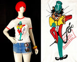 1970s vintage pop art novelty print skinny fit t shirt / top / Mod / Go Go / rock n roll