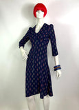 1970s vintage Van Allen crepe midi dress / 70s Boho / 1940s style / Deco