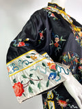 Vintage 1960s black silk satin traditional Chinese jacket / Nehru / Gothic / Victoriana