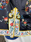 Vintage 1960s black silk satin traditional Chinese jacket / Nehru / Gothic / Victoriana