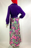 1970s vintage purple psychedelic quilted maxi dress / 70s / Gucci / floral / pockets