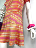 1960s vintage sherbet candy striped Mod dolly dress / Twiggy / Carnaby / Biba