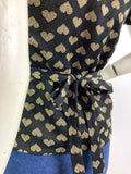 1970s vintage heart print lurex wrap top / blouse / DISCO / metallic / Mod / Glam Rock