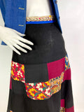 Mushroom of Perlei 1970s vintage cotton patchwork hippie skirt / Woodstock / RARE