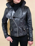 1970s vintage Mod leather biker jacket / huge collar / 60s / rock n roll / prog / Black Sabbath