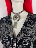 1960s vintage silver & black kaftan / Hippie / Festival / Woodstock / Party dress