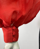 David Butler 1970s vintage red balloon sleeve blouse / 60s / Goldie Hawn / Ossie Clark