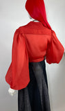 David Butler 1970s vintage red balloon sleeve blouse / 60s / Goldie Hawn / Ossie Clark