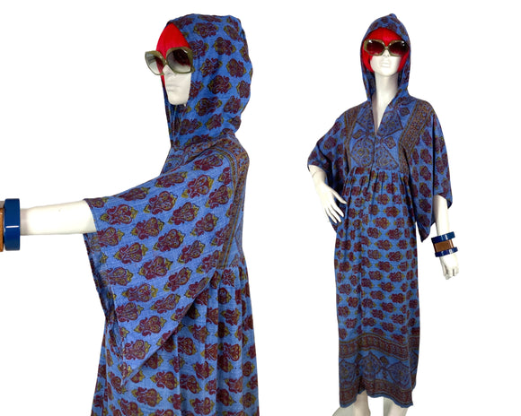 1960s 70s vintage Indian Cotton kaftan / hippie gown / Marrakesh / Festival