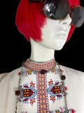 1960s 70s vintage  traditional embroidered cotton shift dress / Folklore / Hippie / Boho