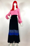 Cinderella 1970s vintage velvet two piece /  colour block / gothic / co-ord
