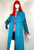 1960s vintage turquoise psychedelic cotton kaftan / coat / Mod / Festival / Stones