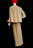 John bates Couture 1970s vintage pleated two piece suit / Deco / Jean Varon
