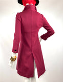 1960s vintage raspberry pink jersey knit Mod trench coat / 70s / Space Age