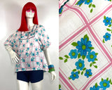 1970s vintage floral tunic smock top / blouse / Jeff Banks / Bus Stop / Hippy / Mod