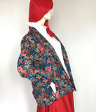 Liberty jacket Vintage 1980s does 40s wool Liberty swing jacket / rose print
