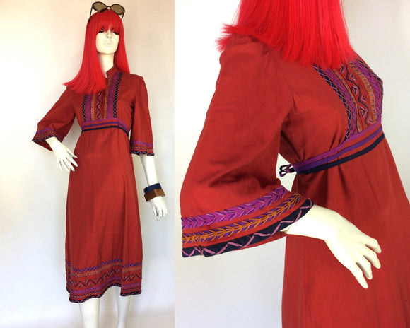 1960s vintage Hampstead Bazaar Indian cotton midi dress / Hippie / Festival