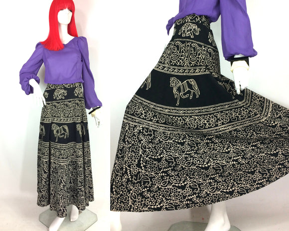 Vintage 1970s Indian Cotton Wrap Skirt / Hippie / Festival / Boho / 60s / Folk