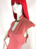 Ossie Clark Radley 1970s vintage salmon pink crepe dress set / Deco / Vamp