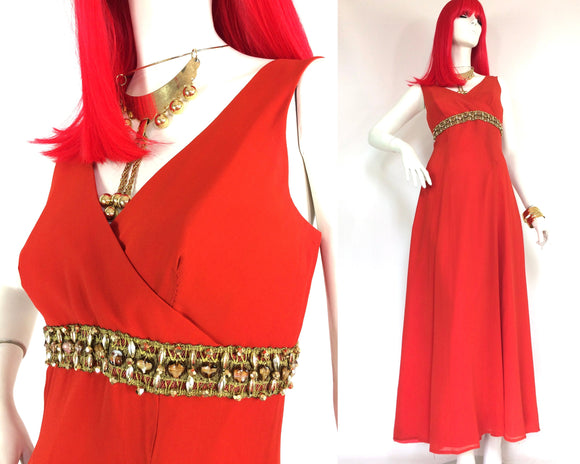 1960s vintage embellished silk chiffon cocktail gown / 70s / Diana Ross / Supremes