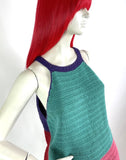 1970s vintage crochet knit colour block halter top / vest / glam rock / 60s Mod