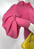 Nicki ferrari 1970s vintage bubblegum pink balloon sleeve blouse / 60s / dagger collar
