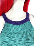 1970s vintage crochet knit colour block halter top / vest / glam rock / 60s Mod