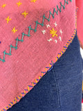 1970s vintage llama embroidery cheese cloth smock top / tunic / hippie / Festival / Hippy