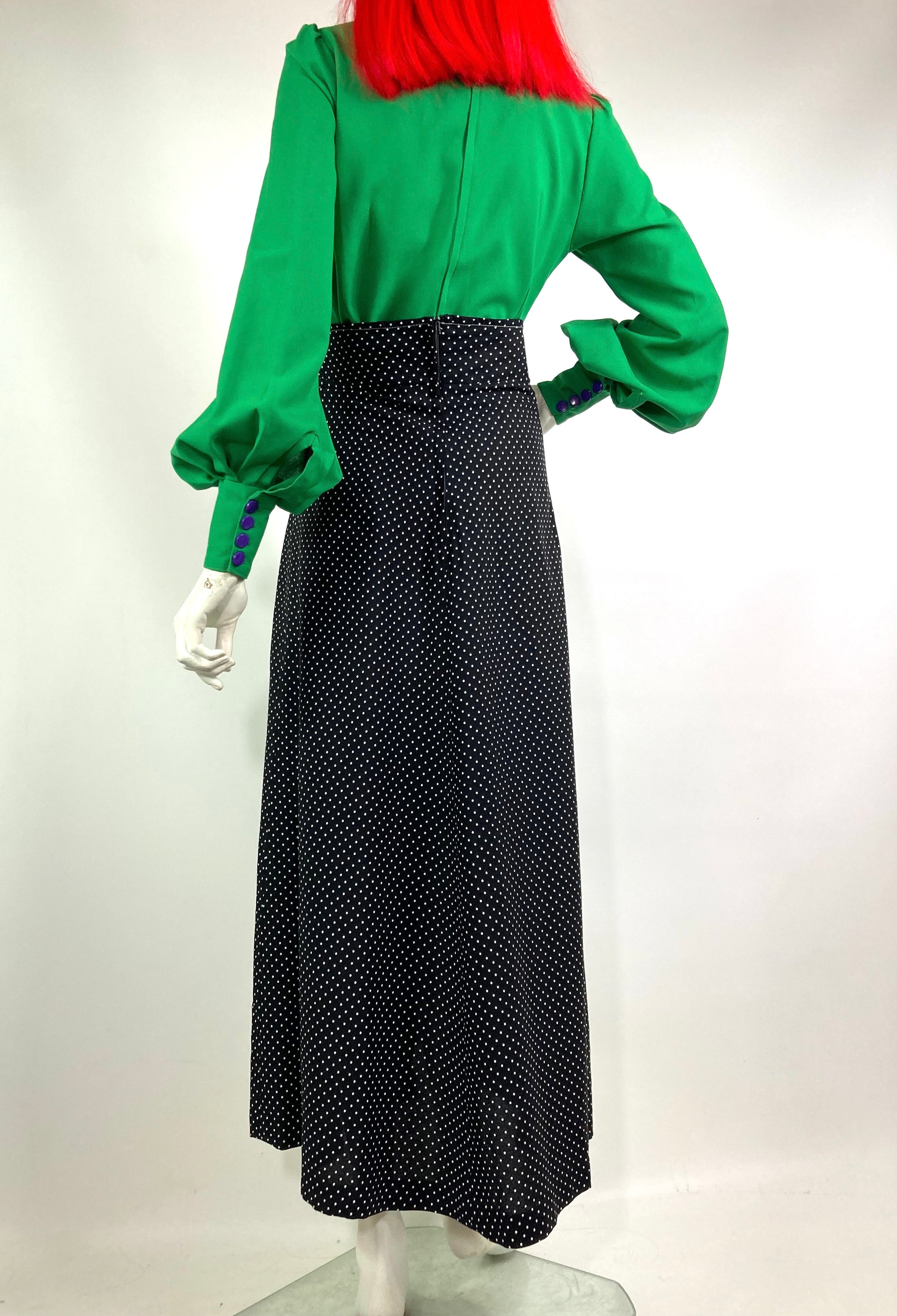 Chelsea Girl 1970s vintage monochrome polka dot maxi skirt
