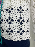 1970s vintage white cotton crochet top / shirt / 60s Hippie / summer / Mod