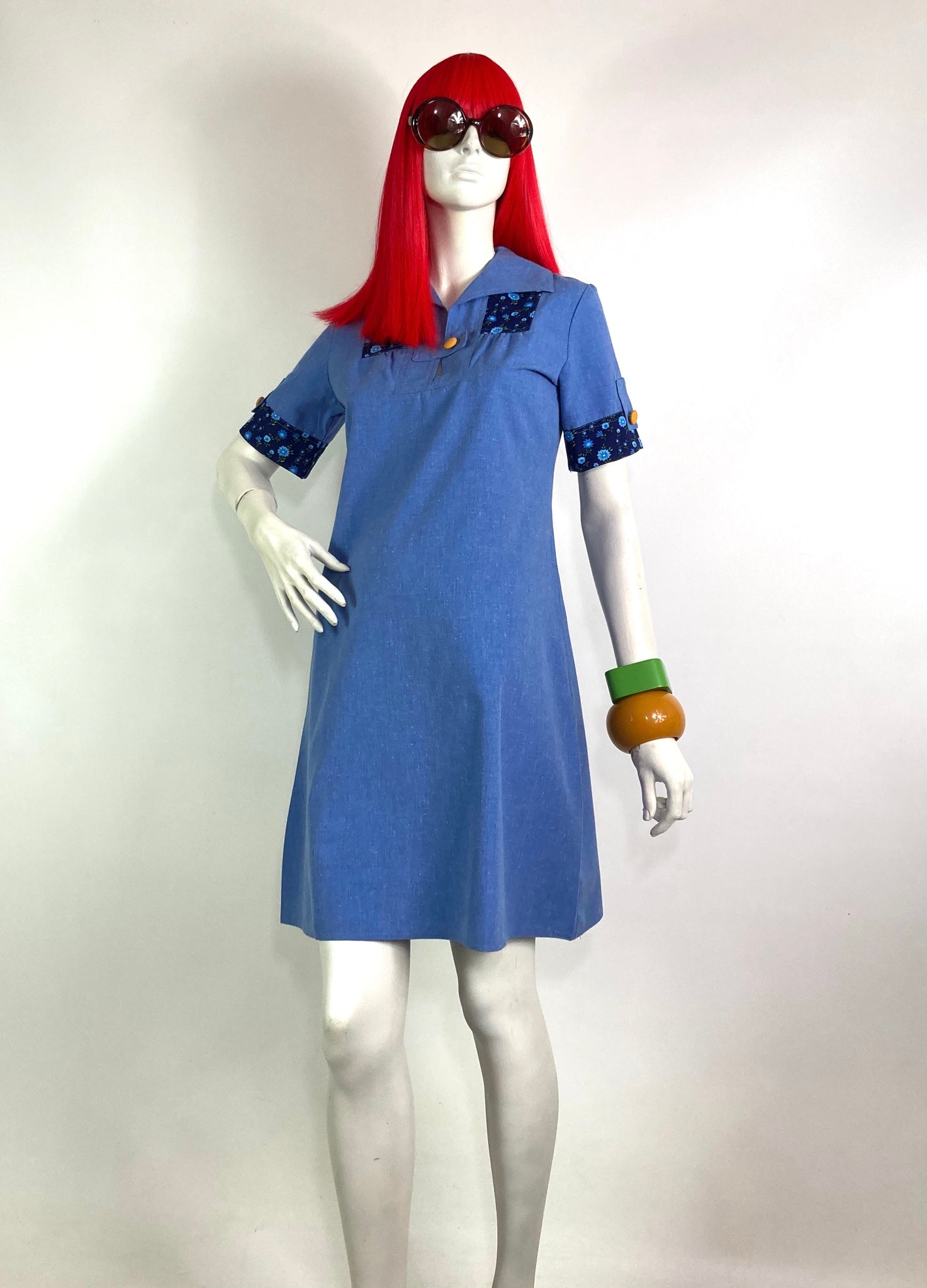 hippie denim dress Belted Button-Up Tiered Denim Midi Dress Small