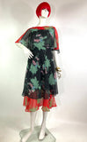 Aristos 1970s vintage 30s style floaty chiffon midi / Bill Gibb / Janice Wainwright / Lee Bender