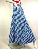 Wallis skirt 1970s vintage cotton maxi skirt chevron stripe & flowers / 60s / Groovy / hippie