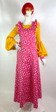 1970s vintage novelty print pinafore maxi dress / 60s Mod / ruffles / 60s / hippie