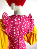 1970s vintage novelty print pinafore maxi dress / 60s Mod / ruffles / 60s / hippie