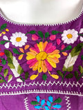 1970s vintage hippie Mexicana cotton smock midi dress  / embroidered / boho chic