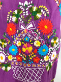 1970s vintage hippie Mexicana cotton smock midi dress  / embroidered / boho chic