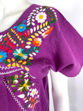 1970s vintage hippie Mexicana cotton smock midi dress  / embroidered / boho chic