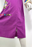 1970s vintage hippie Mexicana cotton smock midi dress  / embroidered / boho chic