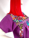 1970s vintage hippie Mexicana cotton smock midi dress  / embroidered / boho chic
