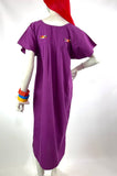 1970s vintage hippie Mexicana cotton smock midi dress  / embroidered / boho chic