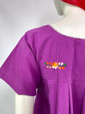 1970s vintage hippie Mexicana cotton smock midi dress  / embroidered / boho chic