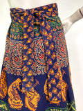 1970s vintage Indian Cotton Wrap Skirt / Hippie / Festival / Boho / 60s / Folk / Woodstock