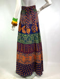 1970s vintage Indian Cotton Wrap Skirt / Hippie / Festival / Boho / 60s / Folk / Woodstock