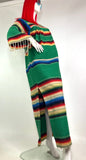 1970s Mexicana rainbow stripe carpet kaftan dress / Fringing / Hippie / Festival