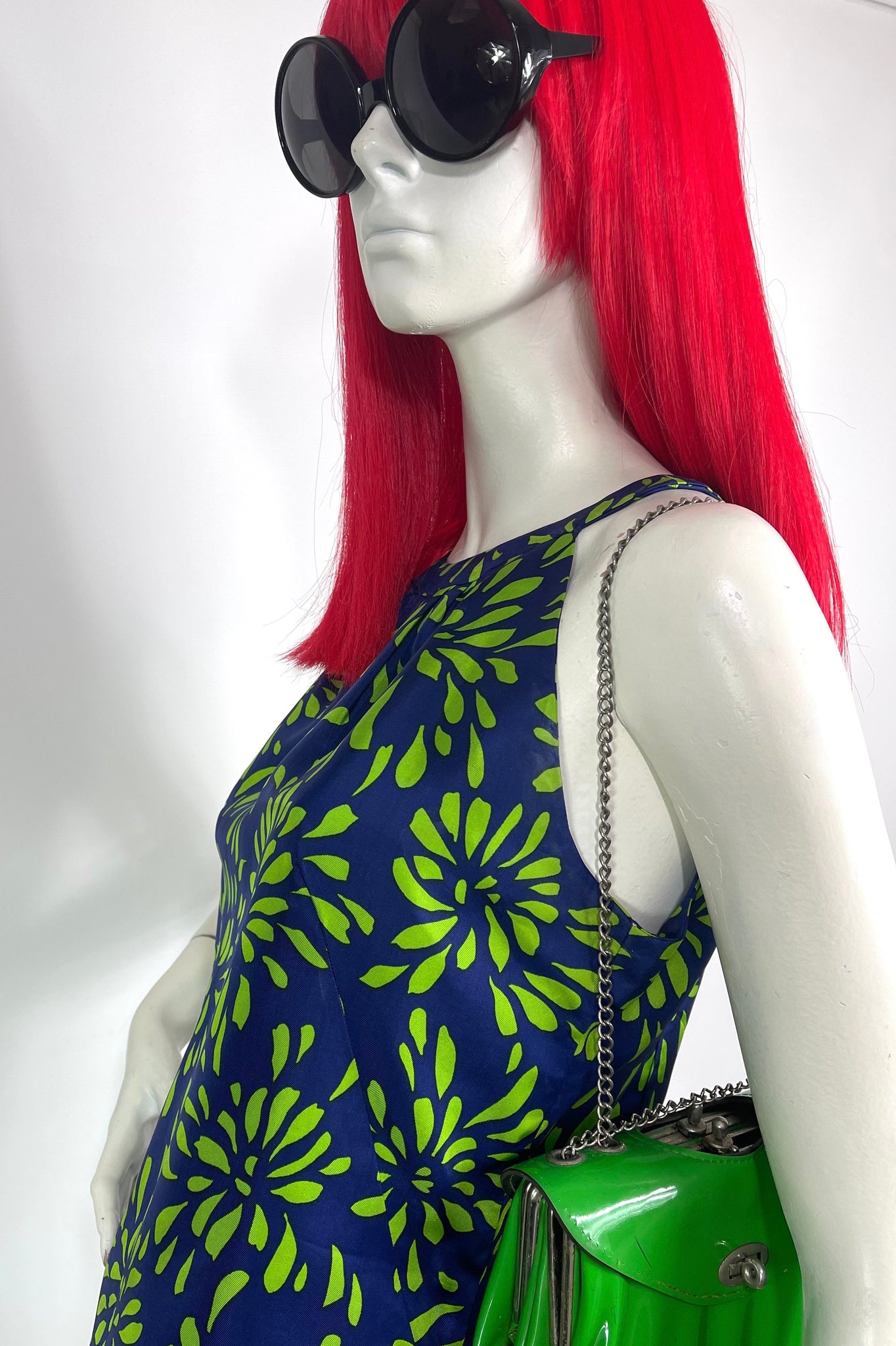 psychedelic mini dress 70s Vtg 70s Psychedelic Print Mini Dress Hippie All Over Print Purple Green