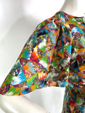 Mister Ant 1970s vintage psychedelic maxi dress / flutter sleeves / festival / Hippie