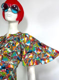 Mister Ant 1970s vintage psychedelic maxi dress / flutter sleeves / festival / Hippie