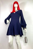 1960s vintage blue crepe Biba look Mod mini dress  / Clobber / Biba / Bus Stop