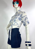 1960s vintage indian cotton novelty print crop blouse shirt / hippie / Festival / cheese cloth